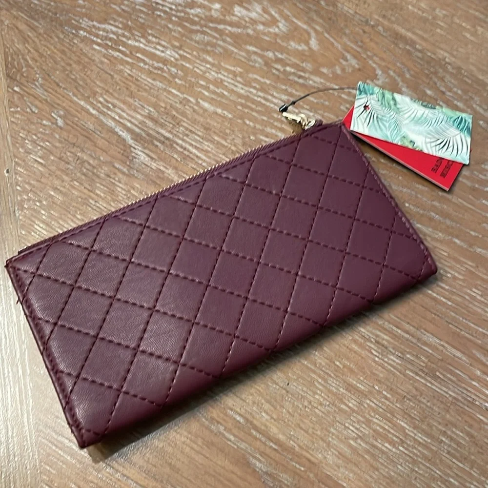 NWT Badgley Mischka long snap wallet with zip money pouch, plum or wine BM-4172 - Picture 5 of 10